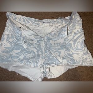 Zara hi rise light blue printed shorts
